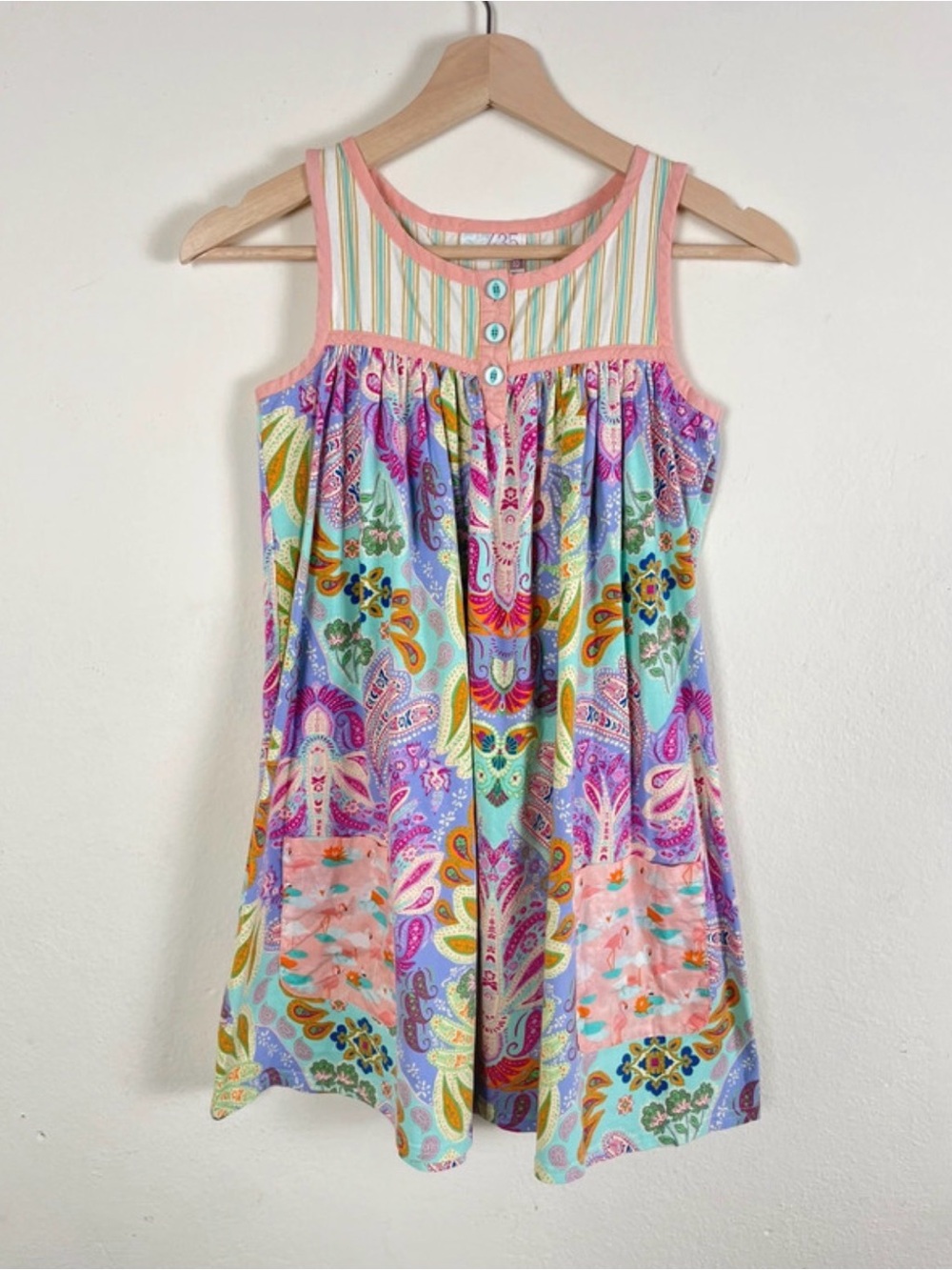 Matilda Jane 435 Adventure Begins Floral Flamingo Dress Pockets Girl Size 12